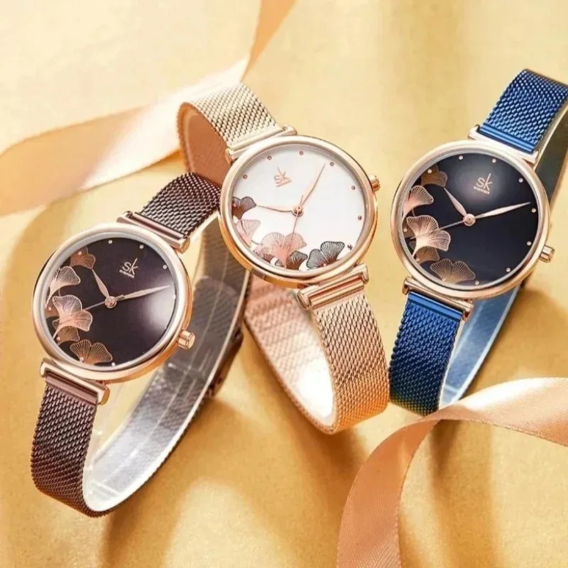 Luxury Watch Gift For Her - Роскошные женские часы с рисунком гинкго,